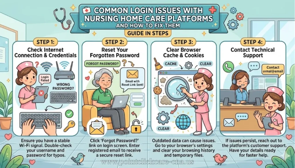 best guide common login issues with nursing home care platforms and how to fix them in 4 steps